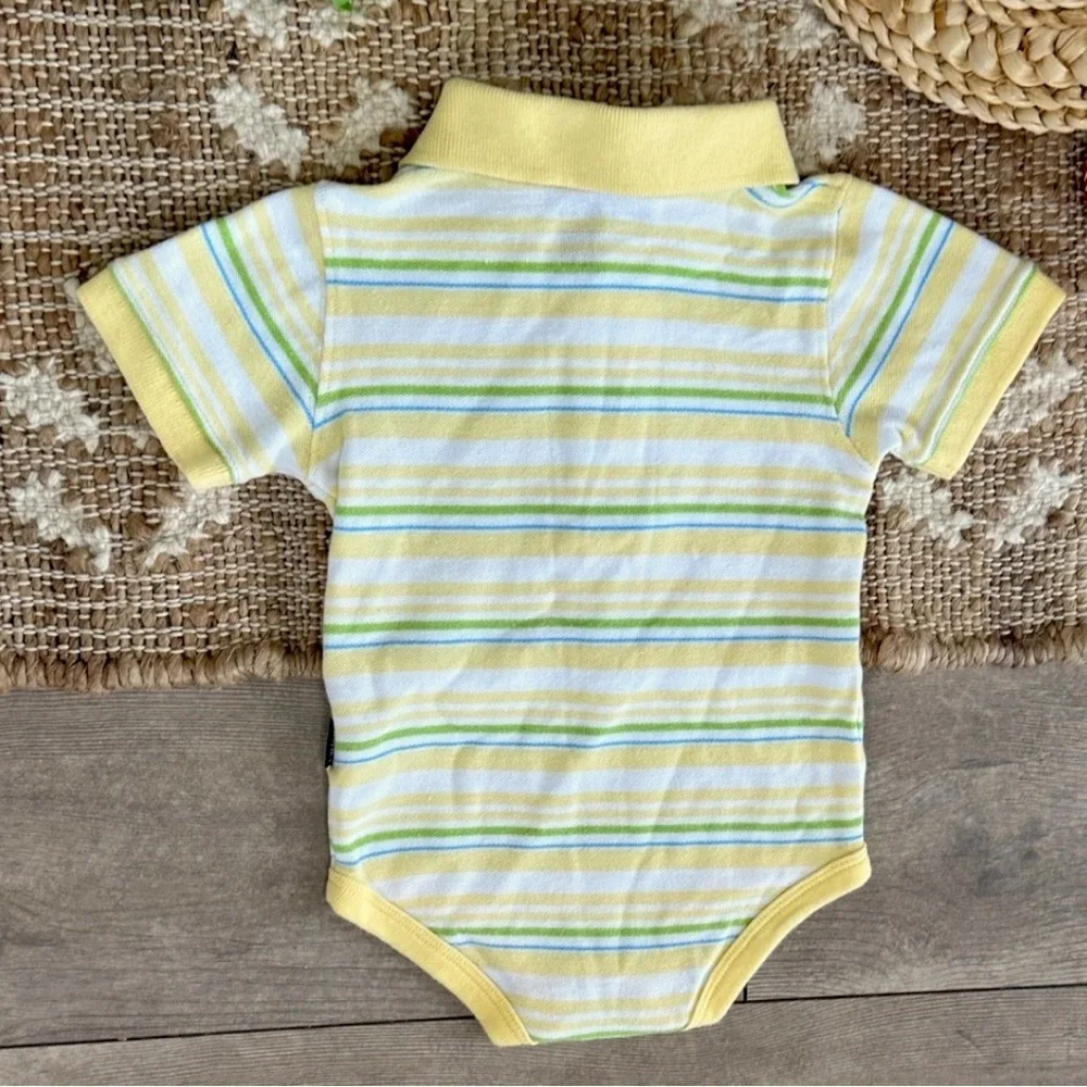 Y2K Carter’s Striped Collared Polo Outfit Teddy Bear Bodysuit 3 Months Baby Boy